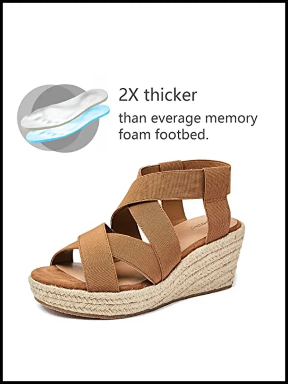 Extra Wide Platform Wedge Sandals with Memory Foam, Adjustable Ankle Strap